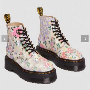 Doc Martens SINCLAIR FLORAL MASH UP LEATHER PLATFORM BOOTS